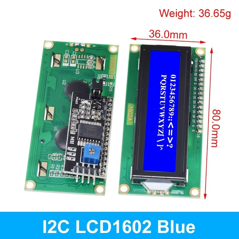 LCD1602 1602 LCD Module Blue / Yellow Green Screen 16x2 Character LCD Display PCF8574T PCF8574 IIC I2C Interface 5V for arduino