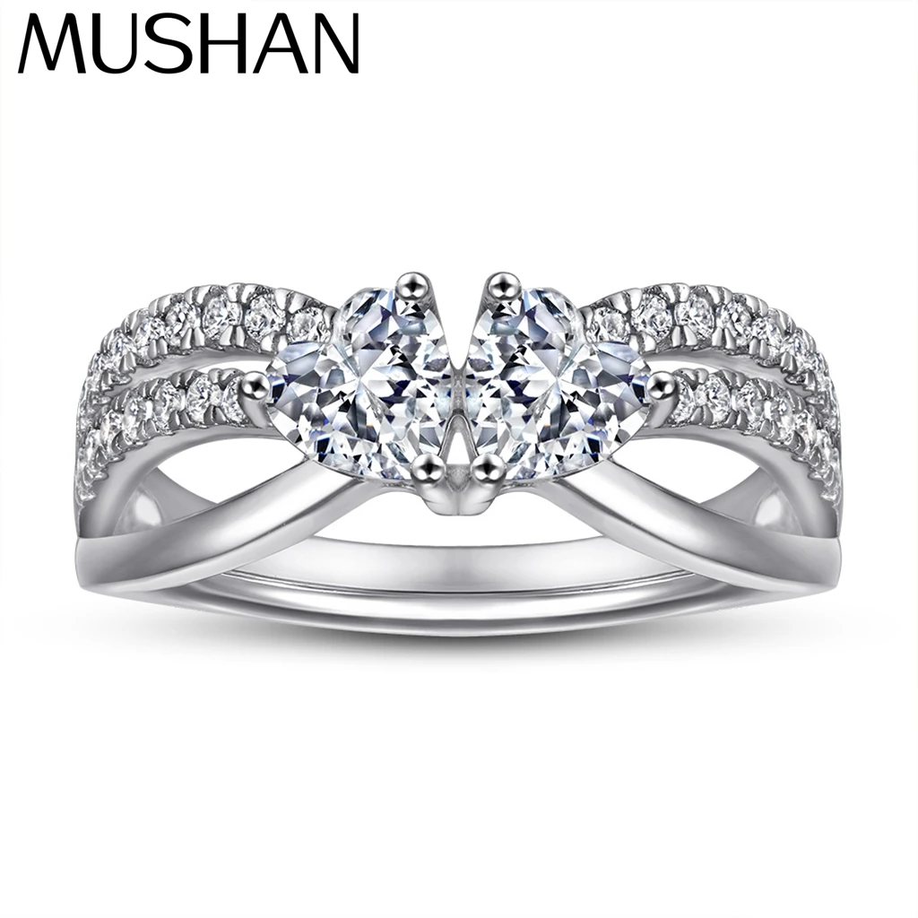 

MuShan Jewelry 925 Sterling Silver Rings Bands Engagement Ring 7A Cubic Zirconia Her Valentine Anniversary Women Gift