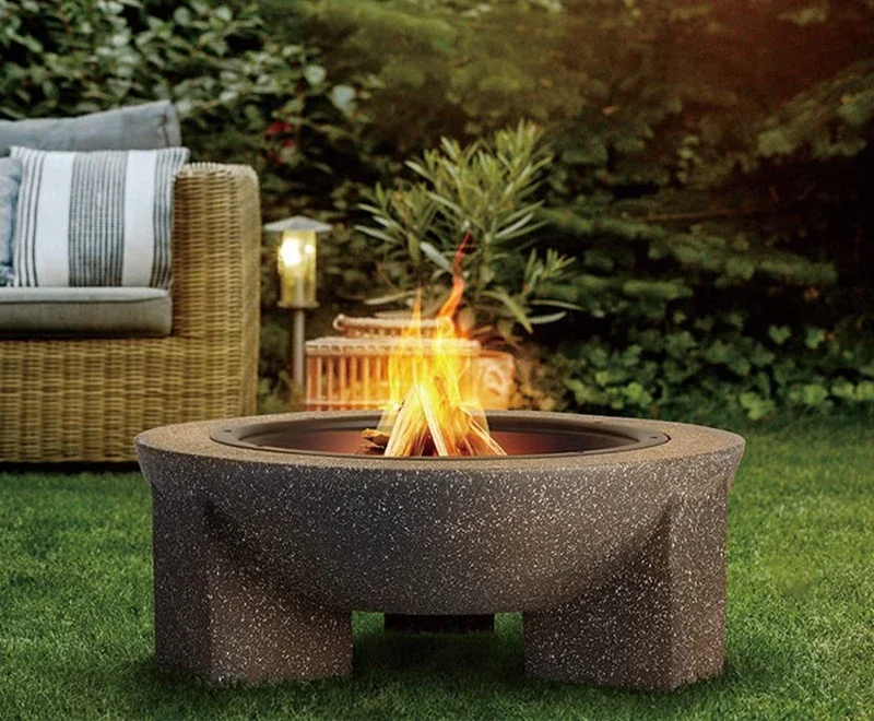 Wood Burning Fire Pits Garden Round Fire Bowl Wood Mgo Stone Outdoor Fire Pit