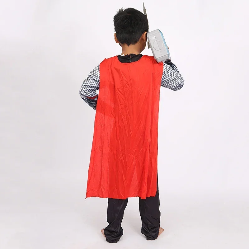 Superhero Thor Cosplay Traje para crianças, Traje muscular, Macacão, Máscara, Martelo, Halloween, Roupas de Carnaval, Crianças