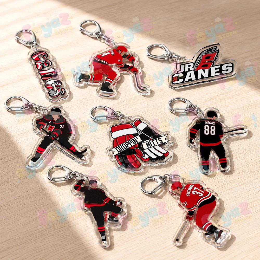 Hockey Carolina Keychains for Accessories Bag Charm Hurricanes Nhl Canes Player Keyring Jewelry Fans Gifts