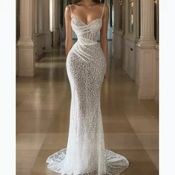 Formal Evening Dresses Spaghetti Strapless Chapel Train Sleeveless Mermaid Special Occasion Pleat Prom Dress vestidos de fiesta