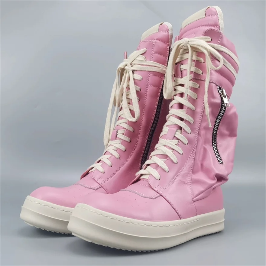 Handmade High Top Genuine Leather Side Pocket High Street Motorcycle Boots