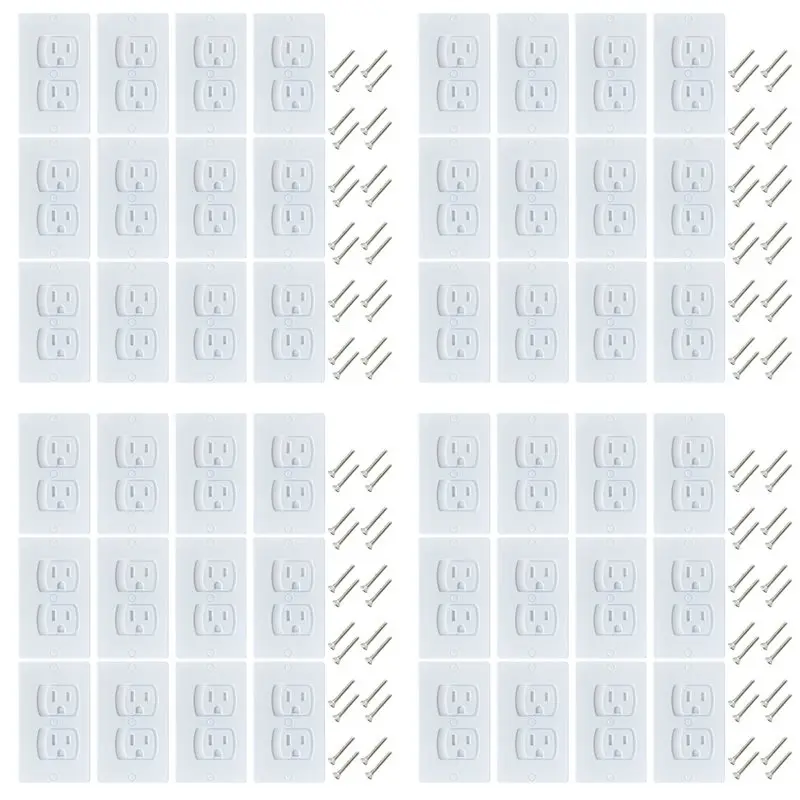 EYFL-48 Pack Self-Closing Electric Outlet Covers For Child Proofing Safety Wall Socket Plates