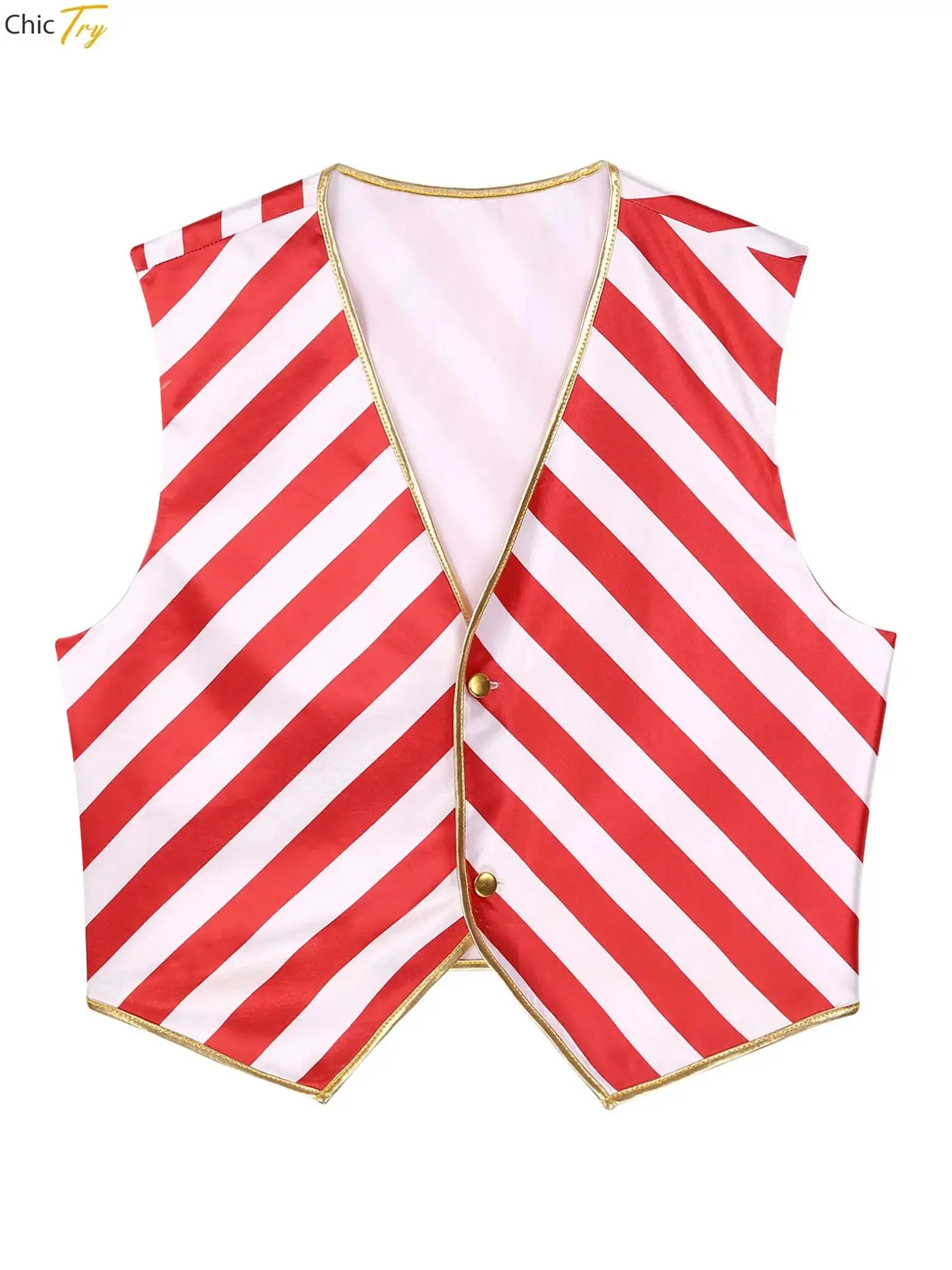 Mens Adult Christmas Vest Red Stripe Striped Waistcoat Halloween Theme Party Circus Waistcoat Role Play V Neck Sleeveless Vest