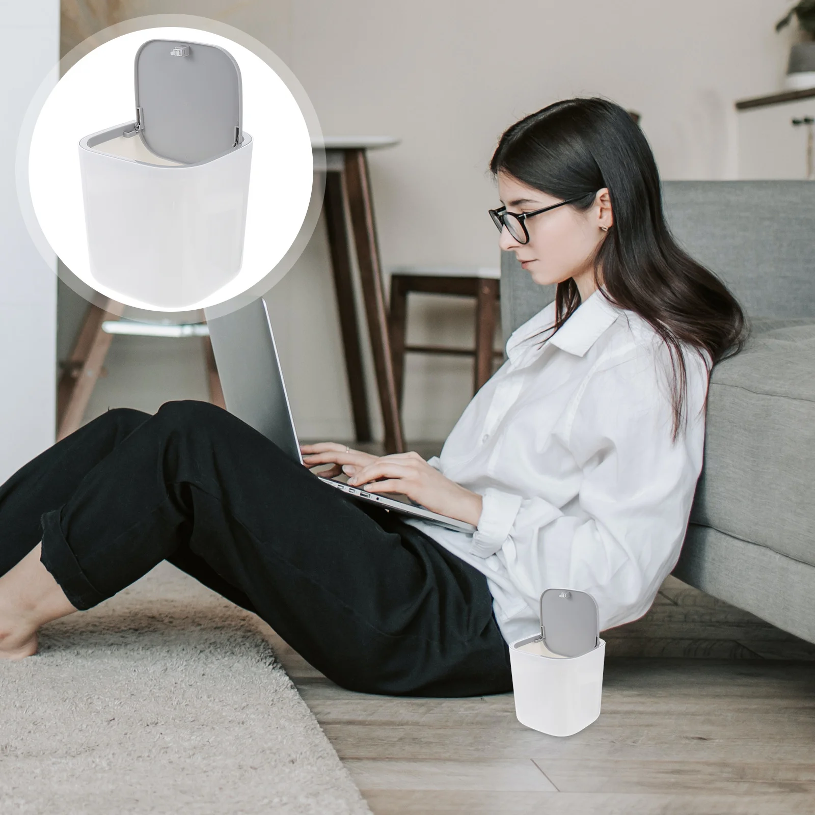 

1pc Press Top Trash Can Simple Design For Bathroom Office Bedroom Desktop Use Mini Garbage Bin Rubbish Container Multi-Function