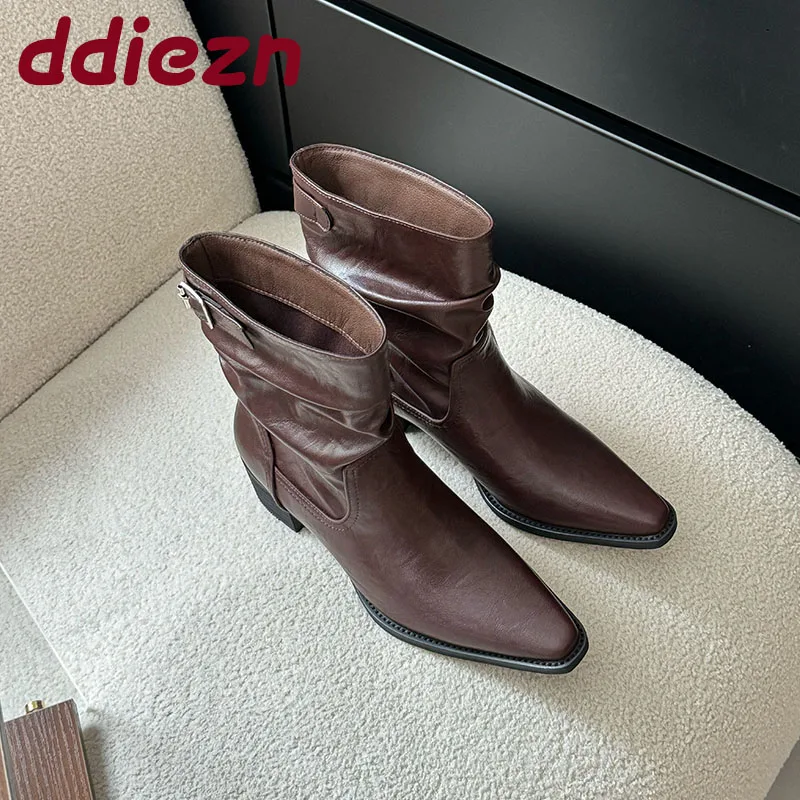 

2025 модные женские ботильоны с острым носком, современные ботинки на каблуке 5 см, женская обувь без шнуровки, женские короткие ботинки, туфли-лодочки