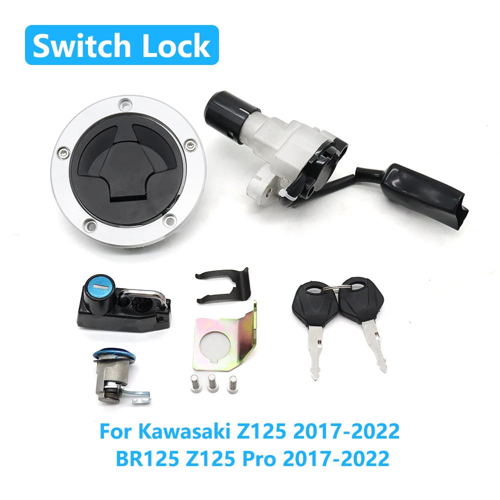Motorcycle Ignition Switch Gas Cap Cover Seat Lock Set For Kawasaki Z125 2017-2022 BR125 Z125 Pro 2017-2022 BR 125 Z 125