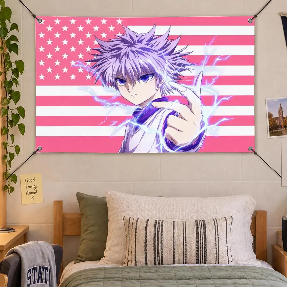 Anime HUNTER x HUNTER Killua Zoldyck Flags Decorative Flag Banner Indoor Bedroom Dorm Gaming Room Wall Party Club Decor Fan Gift
