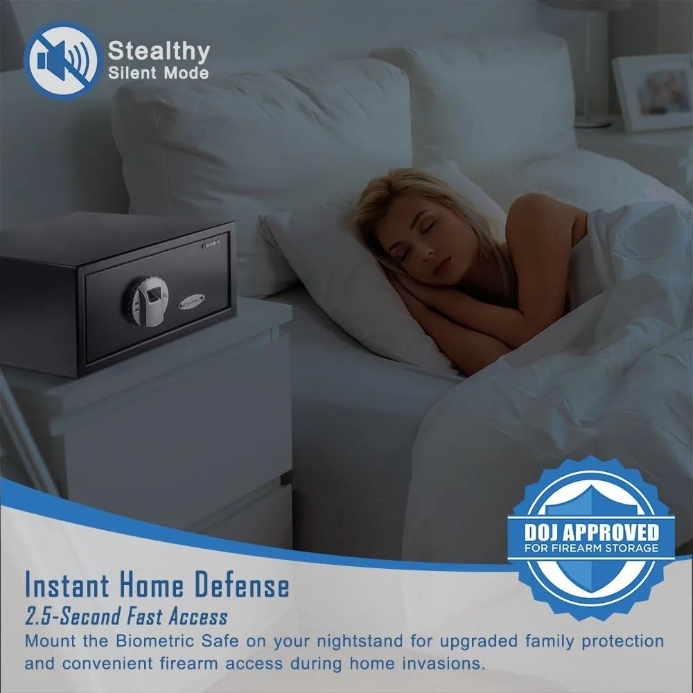 AX11224 Biometric Fingerprint Security Home Safe Box 0.79 Cubic Ft, Black