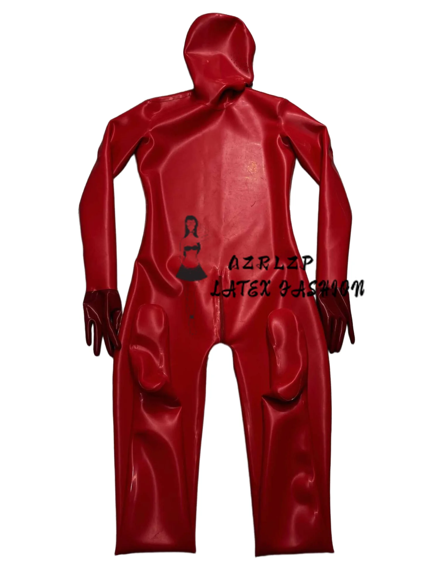 

Red 1.0mm Latex Bodysuit – Full Coverage with Hood, Gloves, and Socks Rubber Bodysuit