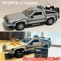 Technical Back to the Future Time Machines 1872Pcs with 2 Figures 10300 DeLorean DMC-12 3-in-1 Building Blocks Models Car Bricks