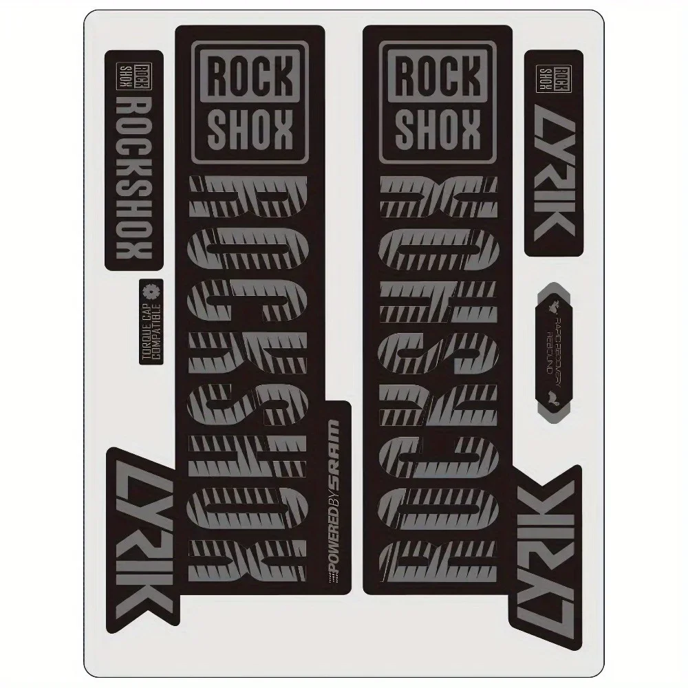 2018 ROCK SHOX LYRIK Mountain Bike Front Fork Stickers 6-Piece Set Sport Style Stickers, Premium Bike Mountain Riding Stickers