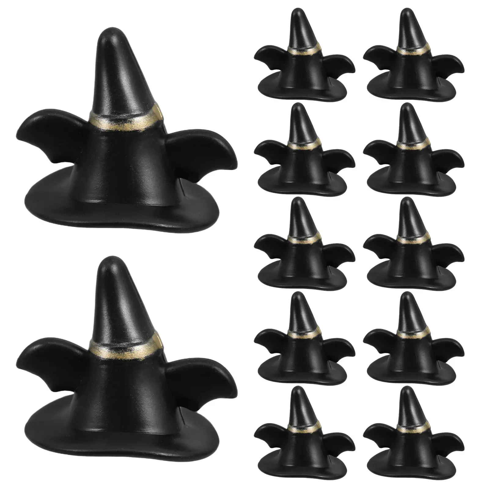 

24 миниатюрных черных шляпки для кукольного домика, декор для Хэллоуина и Рождества, миниатюрные вязаные шапочки-украшения, микроландшафт, для вечеринок и свадеб