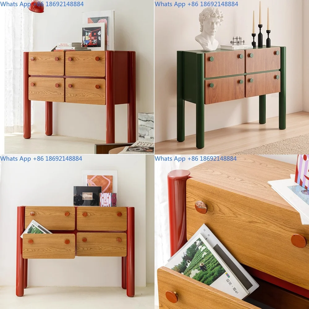 Dopamine Chest Hallway Entry Dining Side Storage Cabinet Two Tone Large Capacity Decorative Cabinet Living Room Bedroom Foot of