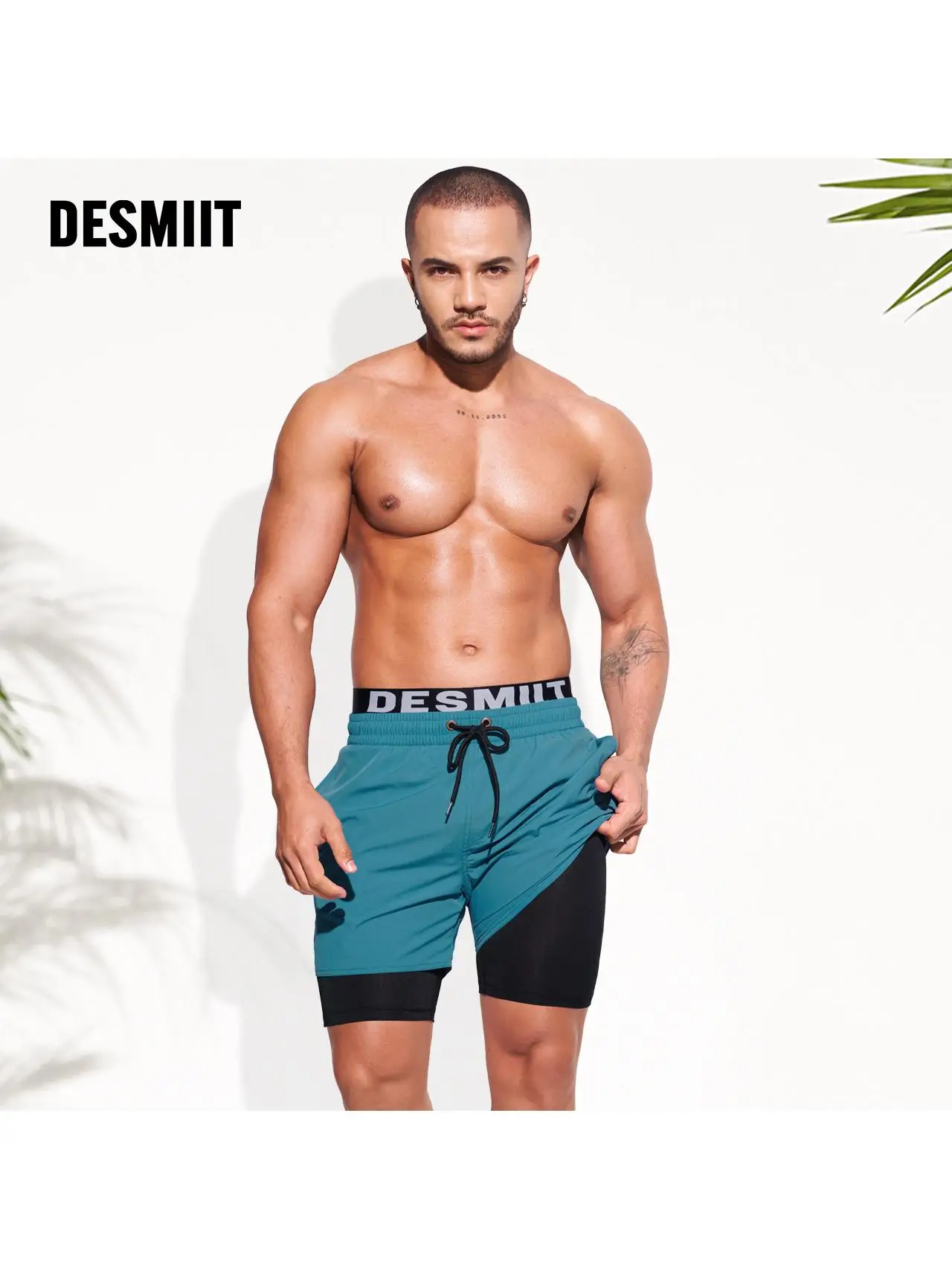 

Desmiit Men's Beach Pants Loose Anti-Embarrassment Qui-Drng Swimwear Casual Straight Leg Eighteen orts Spring 2024