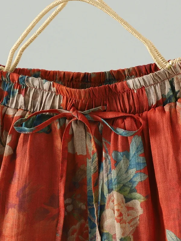 กางเกงขายาวผ้าฝ้ายพิมพ์ลายเรโทรสำหรับผู้หญิง สไตล์ลำลองสำหรับฤดูหนาว ทรงหลวม ตัดเย็บแบบแพทช์เวิร์ค ทรงตรง เอวกลาง