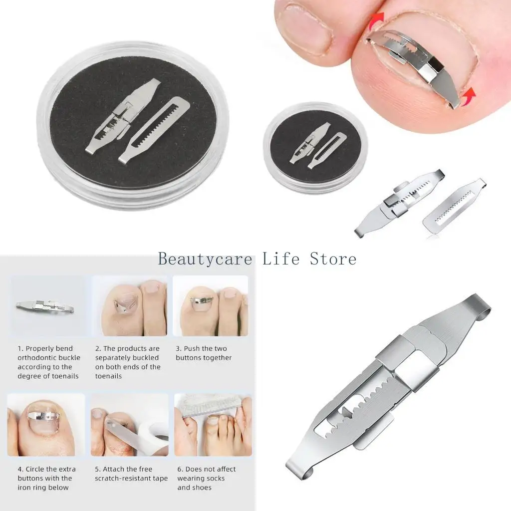 652C Ingrown Toenail Tools Include Ingrown Toenail Lifter Buckle File Cuticle Pusher Sticker Stainless Steel Foot Care Tool
