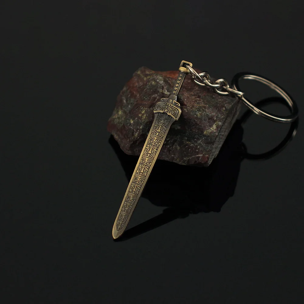 6cm Creation of the Gods Ancient Weapon Model Pendant Keyhain for Men Boys Mini Xuan Yuan Sword Metal Key Ring Fans Jewelry Gift