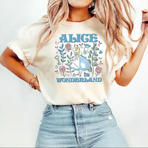 Imagen 2 del producto Camiseta de Alicia en el país de las Maravillas para mujer, camiseta Retro holgada de algodón con estampado de dos lados de princesa, camiseta Unisex, ropa de fantasía Y2K