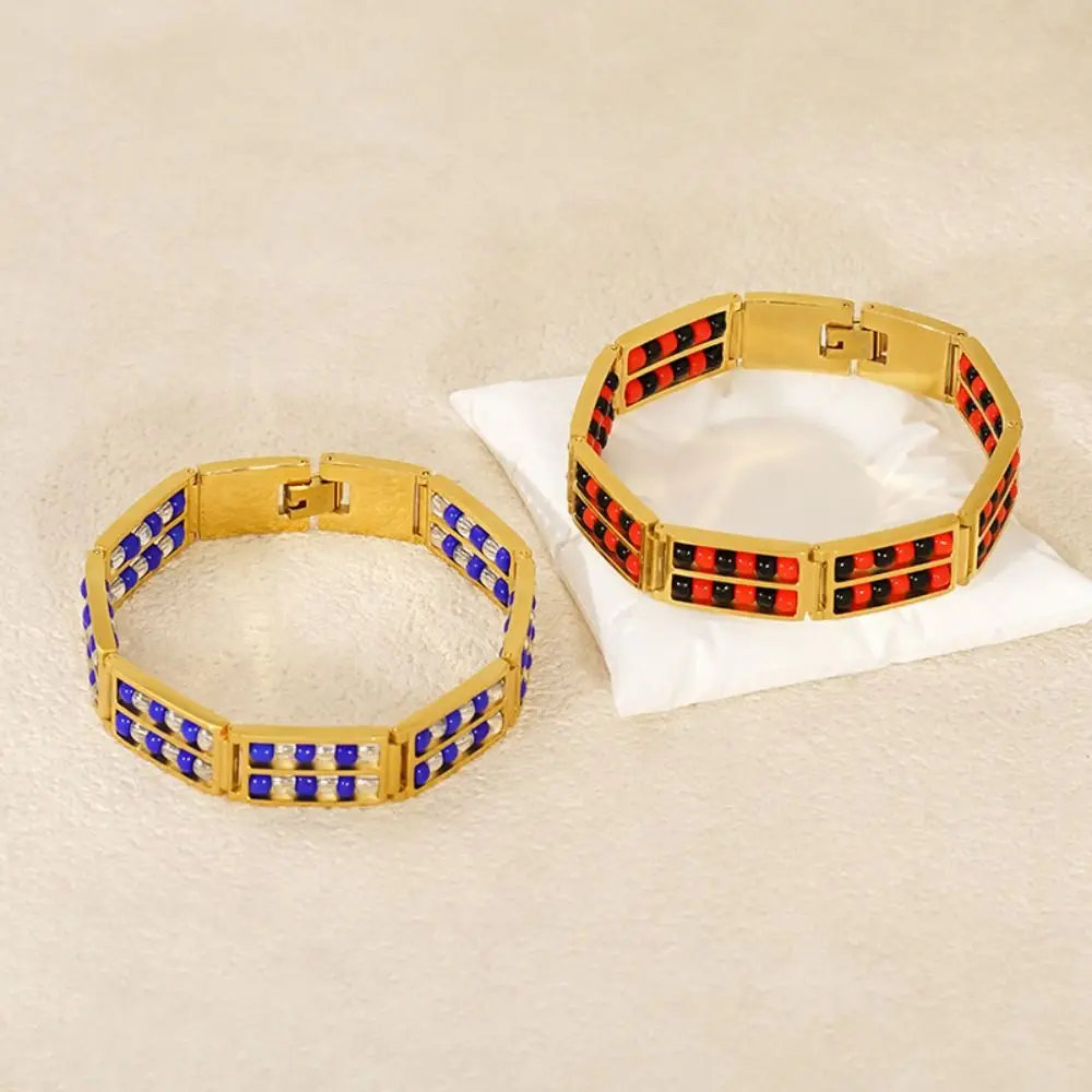 Stainless Steel Babalawo Orula Protection Bracelet Luxury Creative Natural Stone Beaded Bracelet Double Row