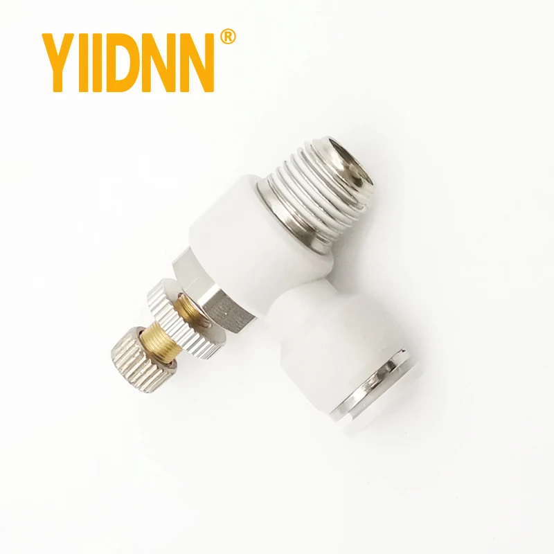 High quality white pneumatic connector SL 4/6/8/10/12/16mm series throttle speed control valve external thread cylinder fitting