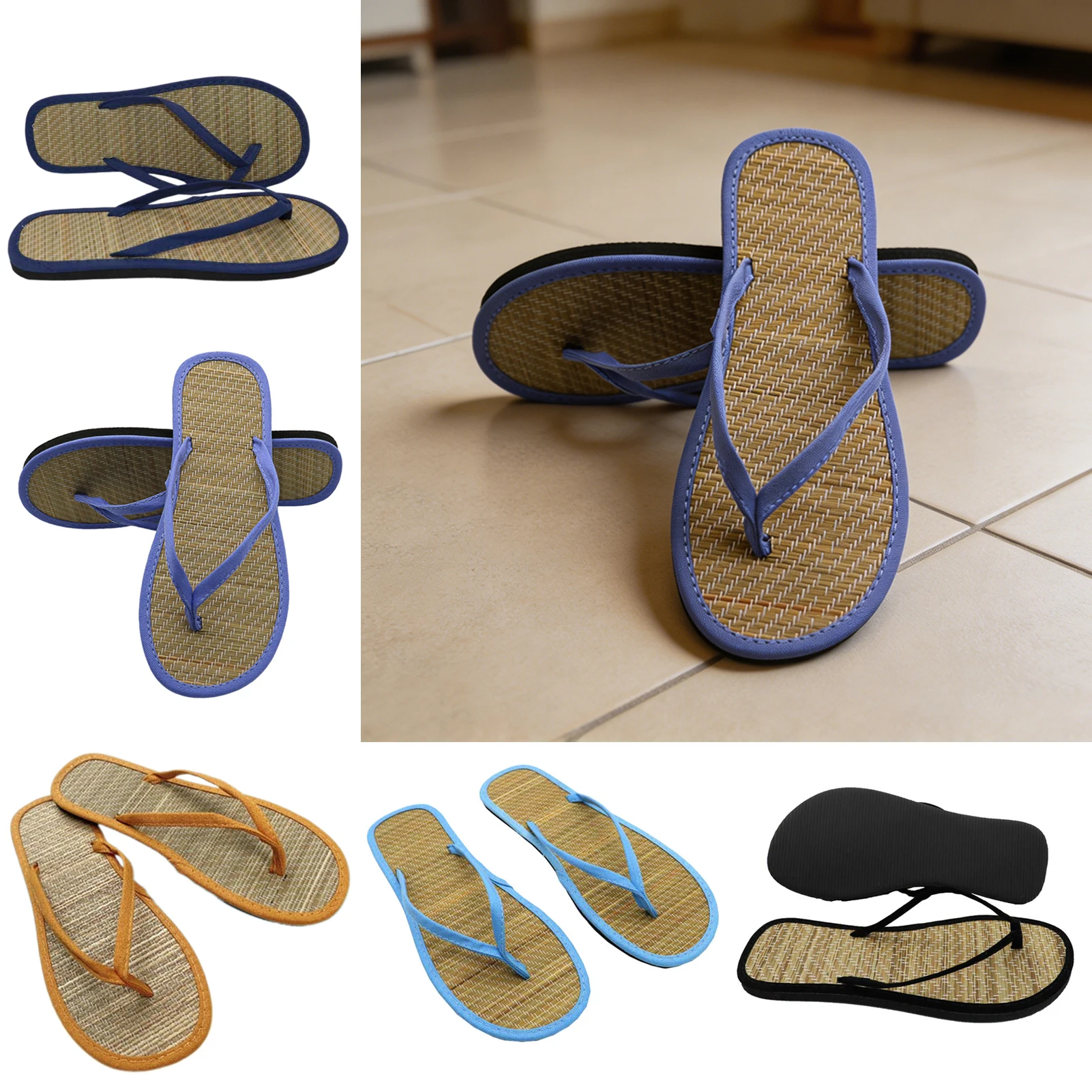 Breathable Summer Sandals,Rattan Sandals For Home/Outdoor Wear,Unisex Summer Flat Bottomed Straw Mat Slippers,For Casual Walk