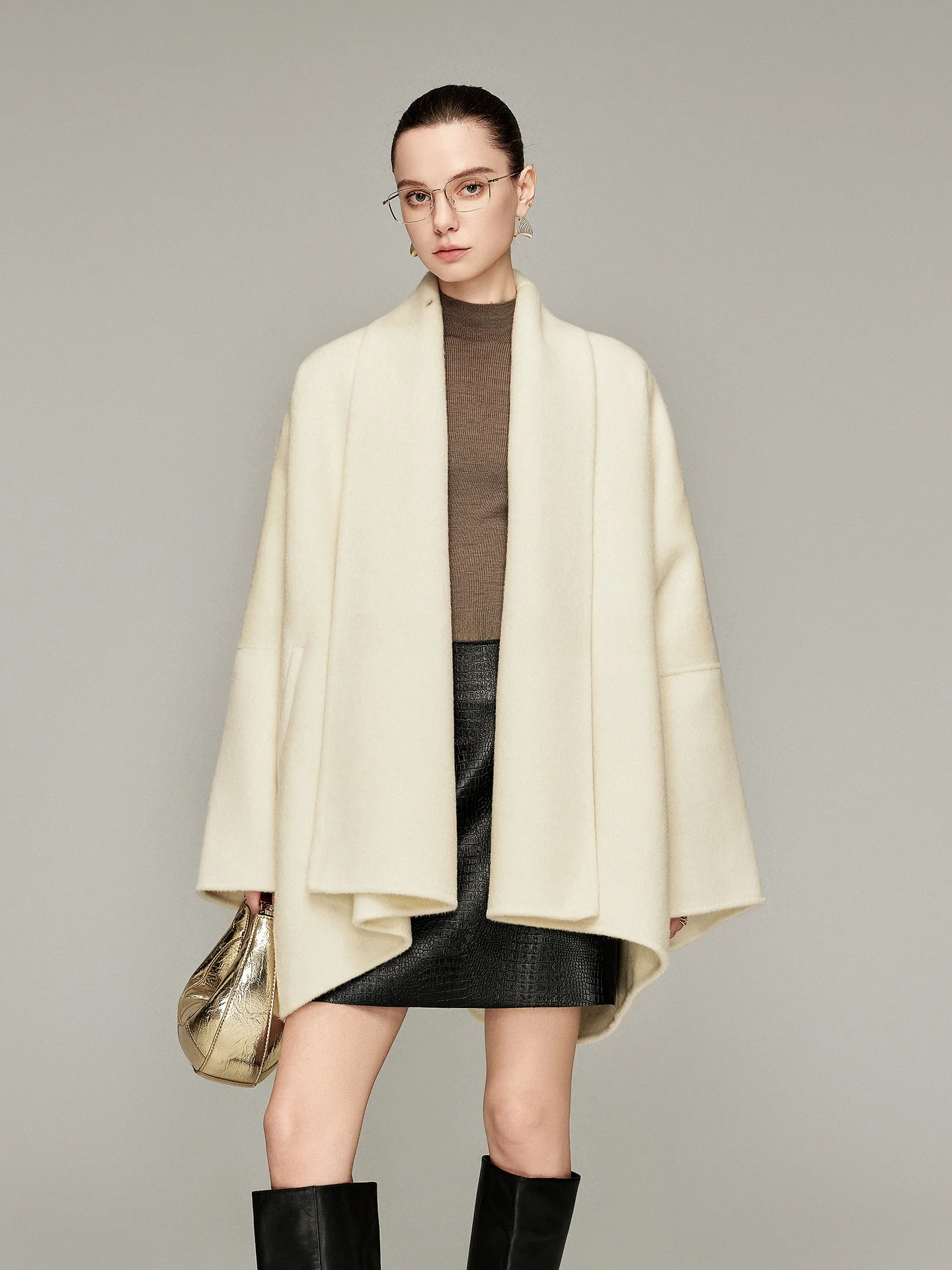 

Missprins Premium Woolen Coat Women's Mid-Length Double-Sided Woolen Jacket No Button Elegant Outfit Pure E-commerce Exclusive