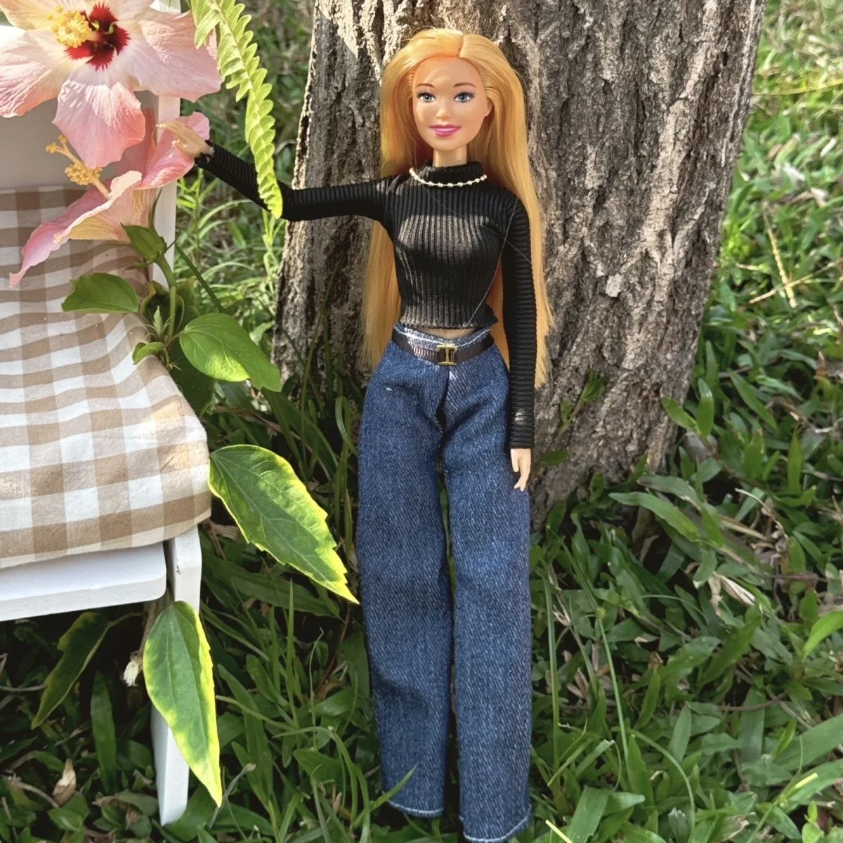 2025 جديد جميلة الأميرة بابي ألعاب الدمى موضة قمة سوداء + الجينز الملابس مجموعة 30 سنتيمتر 1/6 BJD دمية المفاصل المنقولة فستان اللعب