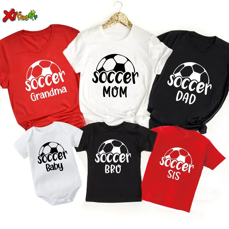

Family Soccer T Shirt Sports Parent Shirts Soccer Mom Son Shirt Matching Party T-Shirt Boy Shower Outfits Baby Onesie Ball Tee