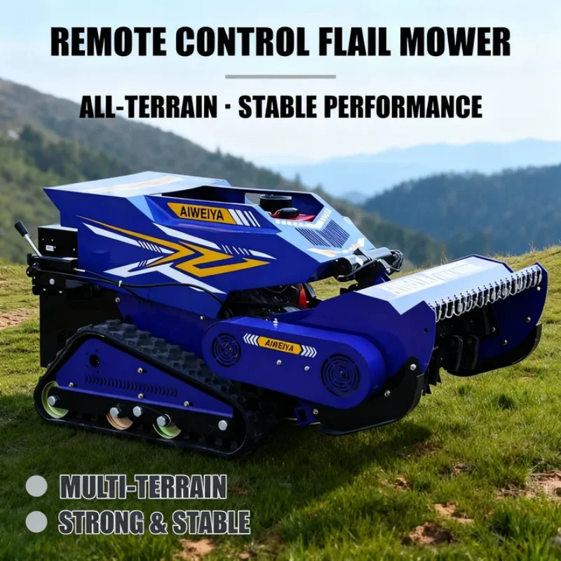 Customized Agriculture Flail Lawn Mower - Engine-Driven Remote Control Robot with All Terrain Rubber Track