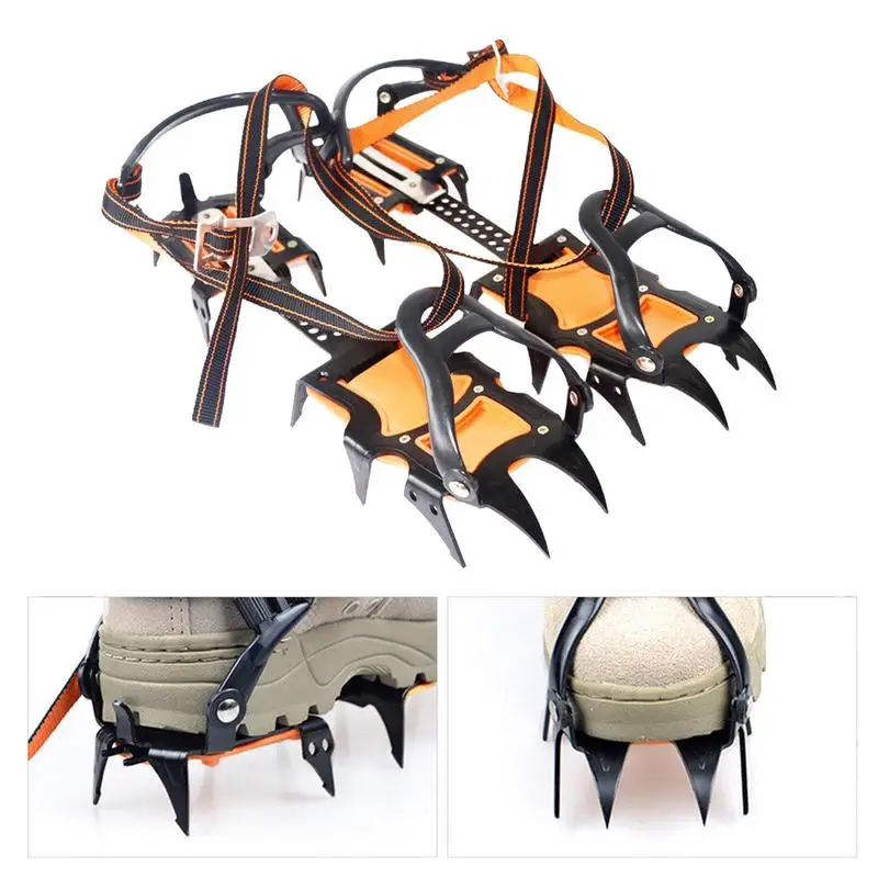

12 Teeth Climbing Crampons Mountaineering Snow Non-slip Shoe Cover Manganese Steel Rock Climbing Ice Climbing Crampons