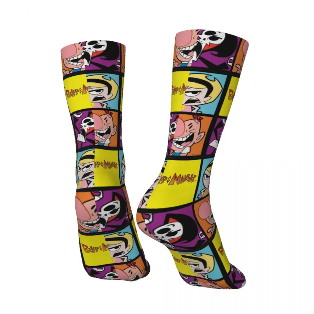 Hip Hop Vintage Art Poster Men's Socks Unisex The Grim Adventures of Billy & Mandy Cartoon Harajuku Seamless Printed Crew Sock