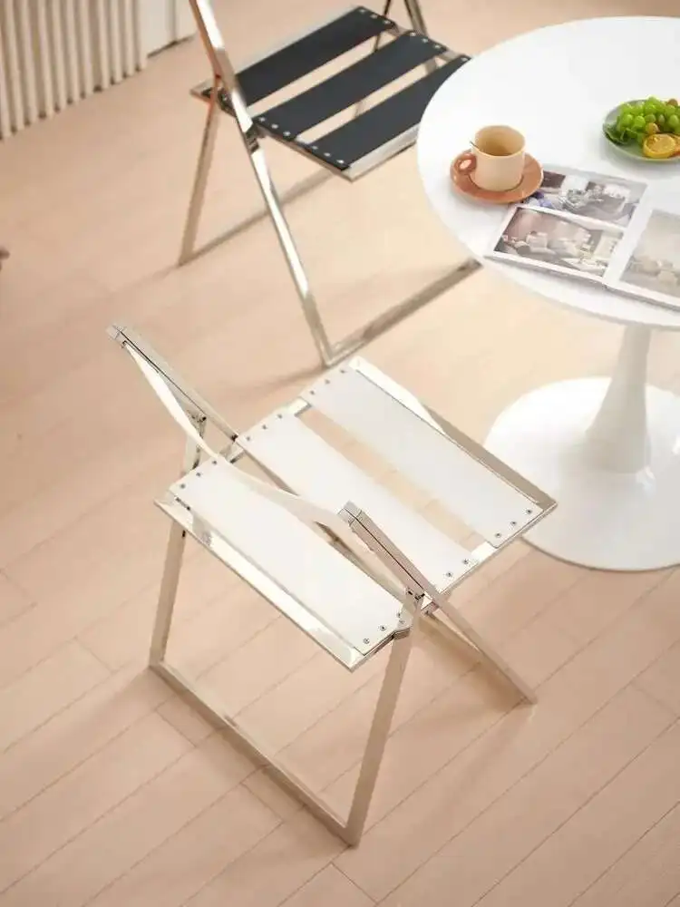 

Metal Craft Home Living Room Chair Dining Chair Stainless Steel Folding Back Chairs Study Desk Study Chair Cafe Chairs