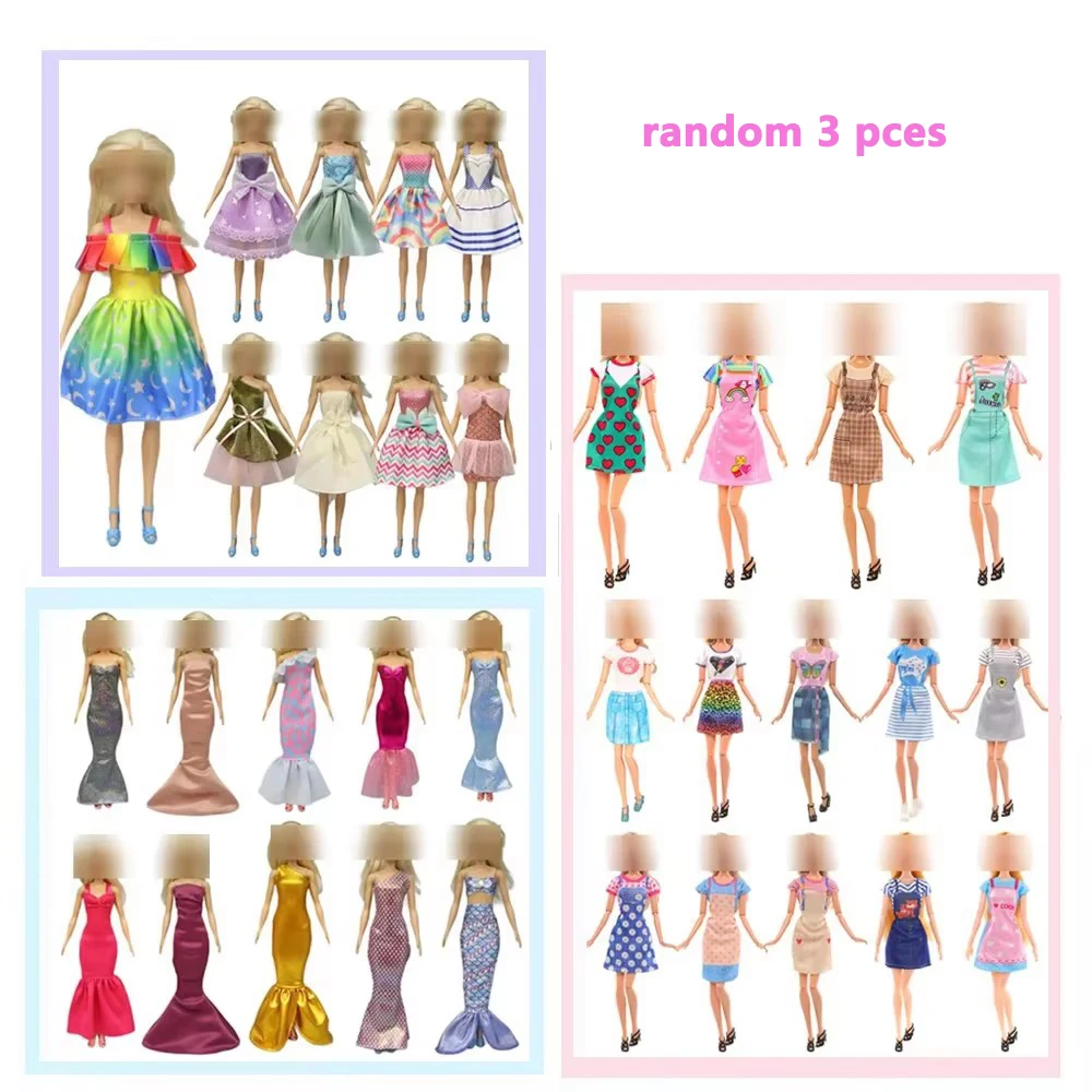 17pcs Fashion Dolls Accessories =1 Gown +3 Dress +2 Tops & Pants +2 Swimsuit+10 Shoes Fashion Clothes Set for Barbie dolls view 4