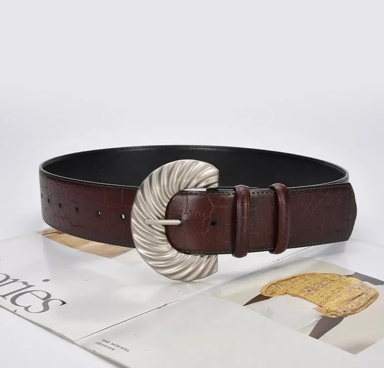 Women\'s Fashion Vintage Genuine Leather Corset Female Cummerbund Coat Waistband Dress Decration Wide Belt J343