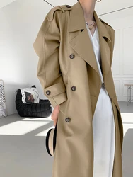 Fashion Autumn New Office Lady Women's Trench Lapel Double Breasted Loose Outwear Long Windbreaker Long Sleeve Women Coat