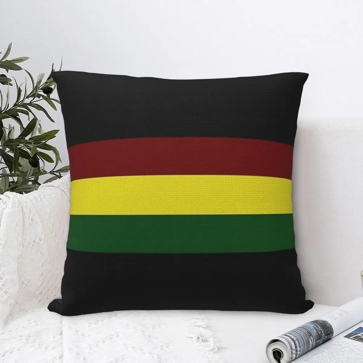 

Rasta Flag Rasta Stripe Square Pillowcase Polyester Pillow Cover Velvet Cushion Decor Comfort Throw Pillow For Home Car