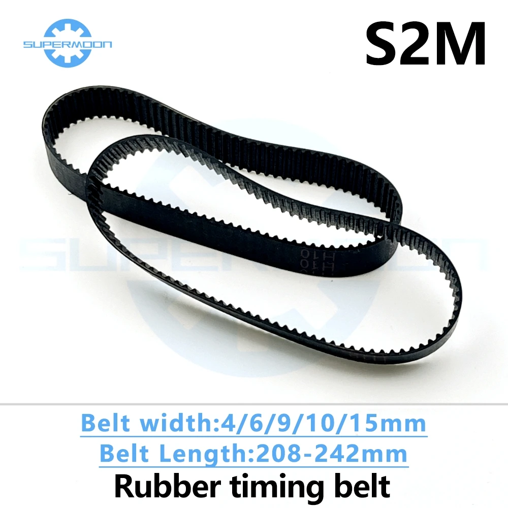 

S2M Timing Belt Length 208 210 212 214 216 218 220 222 224 226 228 230 234 236 238 240 242mm Width 4-15mm Rubber Toothed Belt