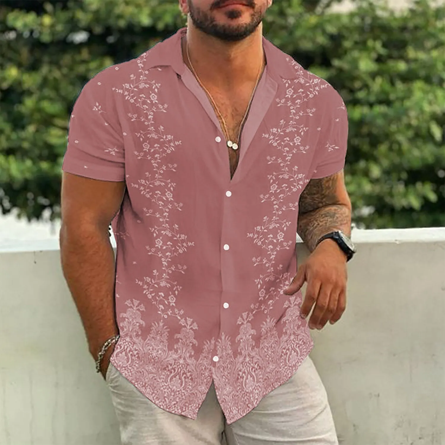 2023 new summer men\'s European size 3D printed Hawaiian short-sleeved shirt cardigan fashion trend large size men\'s shirt