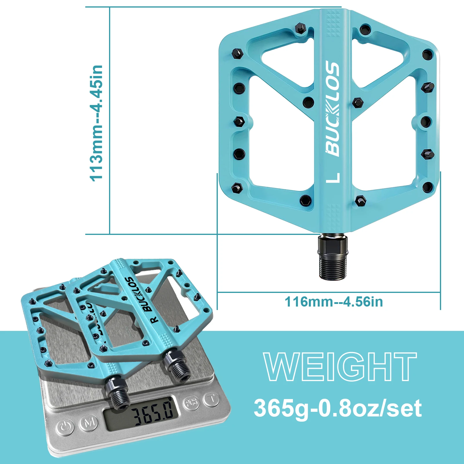 BUCKLOS Pedale DU Lager Fahrrad Pedal Plattform Ultraleicht Nylon Straße Mountainbike Pedal Rutschfeste MTB Flache Pedale Fahrrad Teil