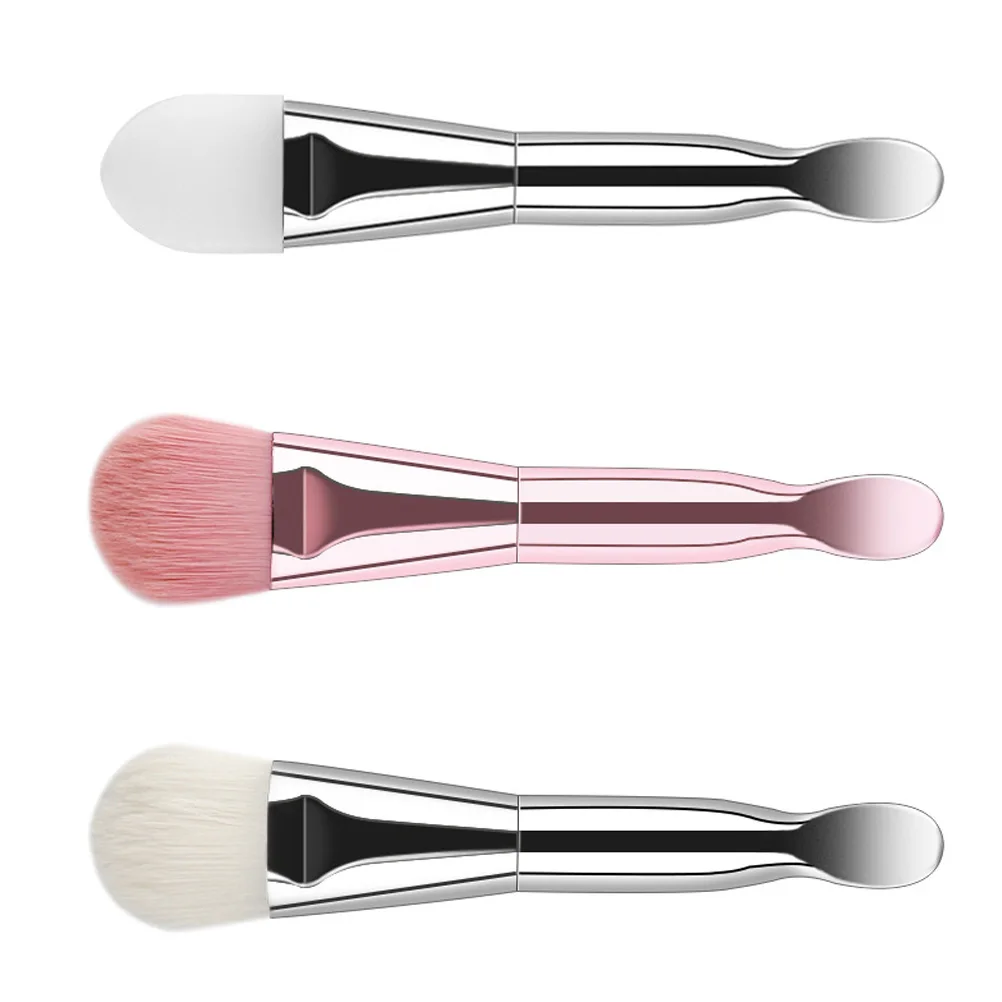 

3pcs Facial Mask Brush Skincare Tool Cream Face Mud Silicone Stirring Spoons Safe Fiber Long Life Portable Washable