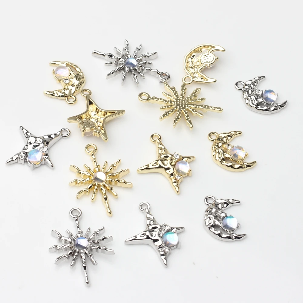 Zinc Alloy Charms Alloy Moon Sun Stars Set Charms Pendant 6pcs/lot For DIY Fashion Necklace Jewelry Making Finding Accessories