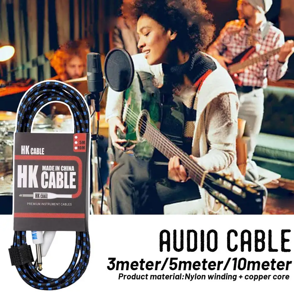 Câble de connexion pour pédales d'effets de guitare électrique, 5M/10M, bruit blindé de basse, connecteur No 6.35mm, câble métallique, accessoires de guitare Q3B4