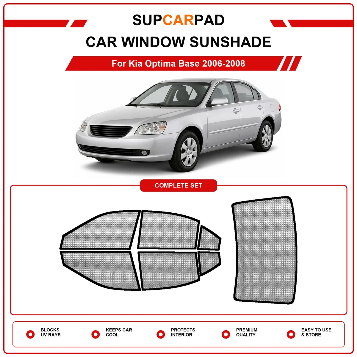 For Kia Optima Base 2006-2008 Pre‑Cut Auto Window Sunshade Anti‑UV Car Sun Visor Protector