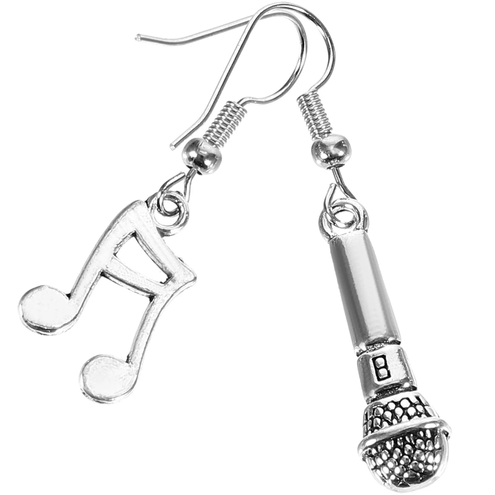 Gift for Music Lovers Microphone Note Earrings Pendant Girl Gifts Asymmetrical Decorate