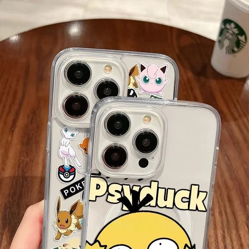 Cute Cute P-Pokemon Psyduck Togepi Magsafe Wireless Charge Phone Case For iPhone 11 12 13 14 15 16 Pro Max Plus Magnetic Cover