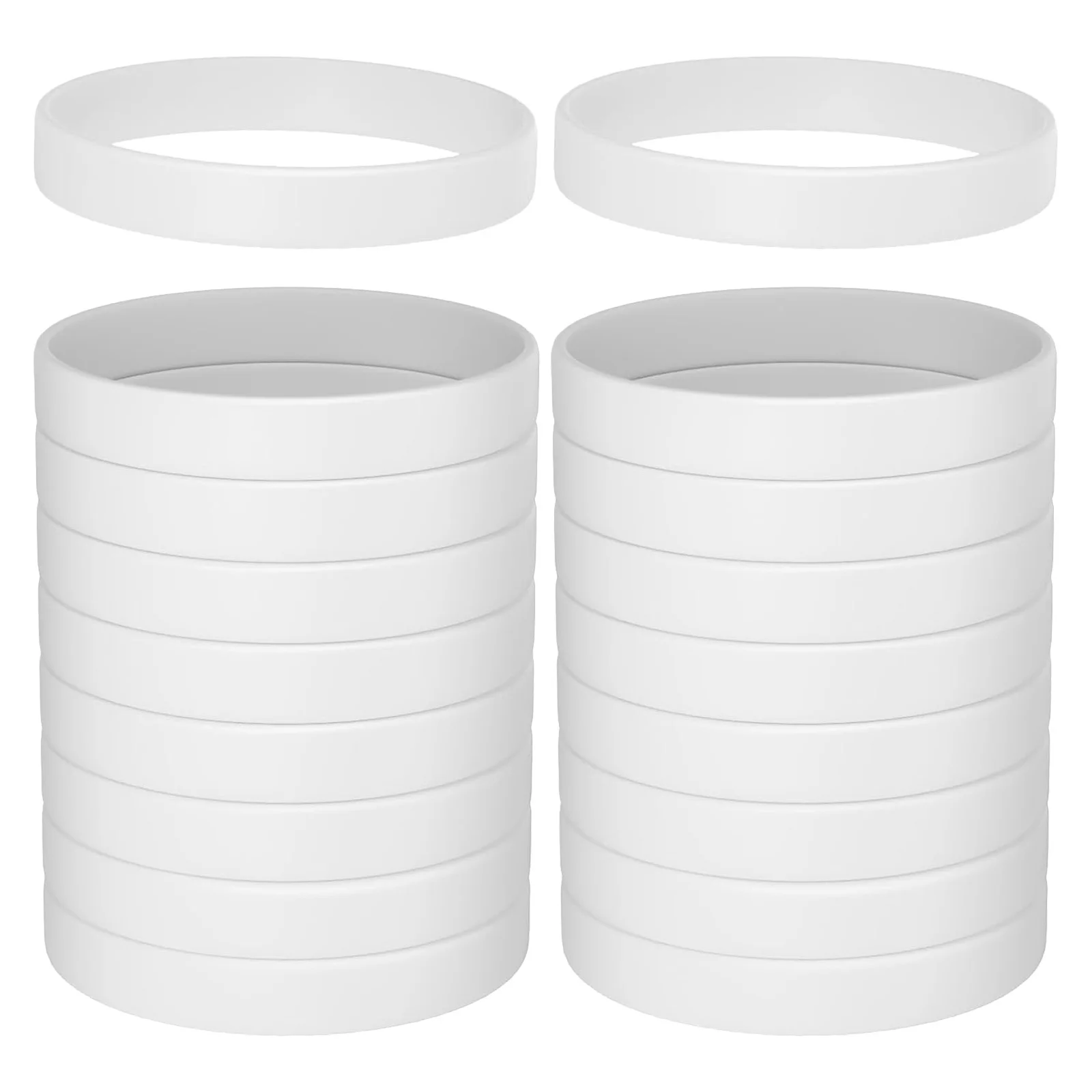 

50Pcs White Silicone Wristbands Plain Flexible Bracelets for Unisex Adult Event Security Identification Water Resistant