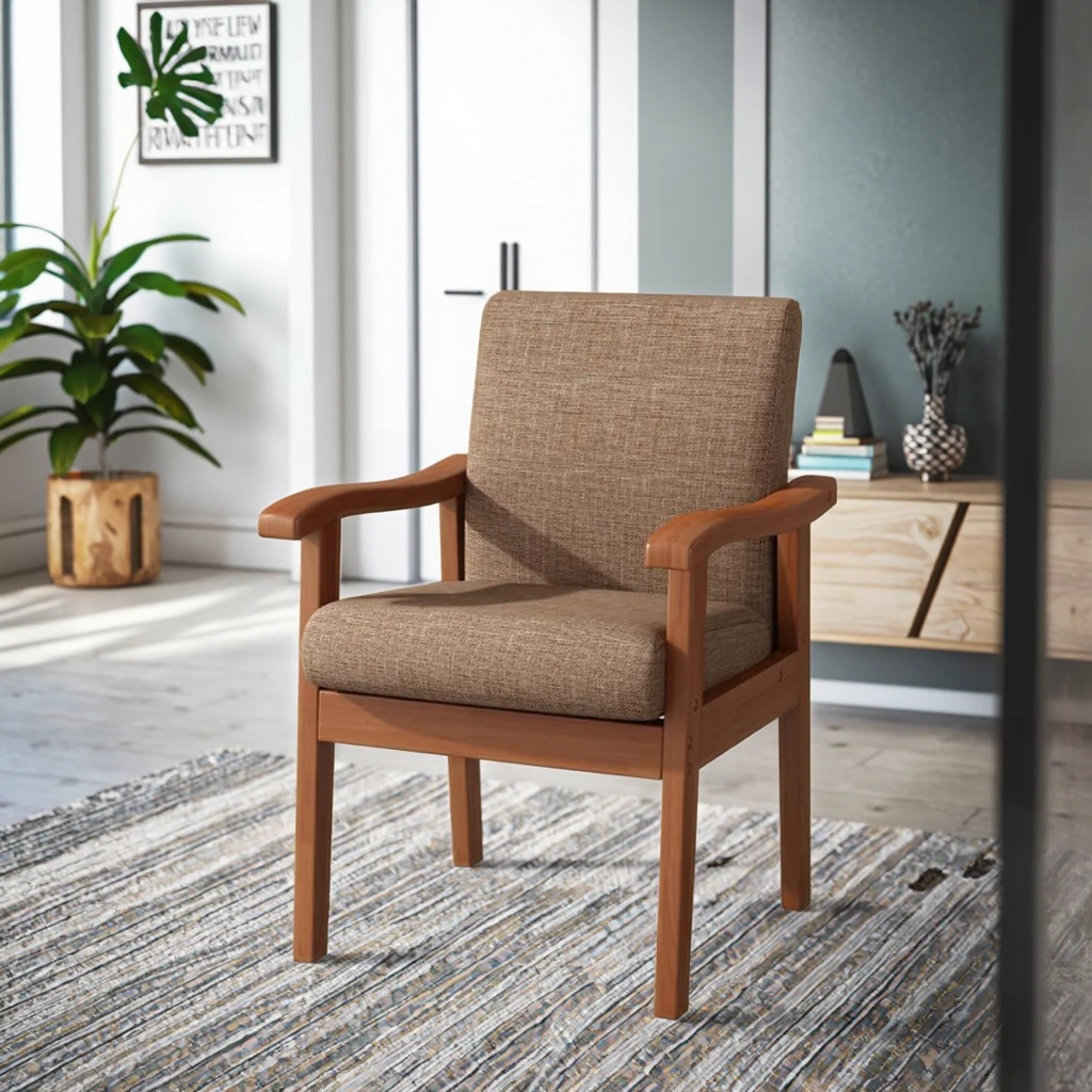 كرسي أريكة فردي من الخشب الصلب لغرفة المعيشة للاستخدام المنزلي الحديث مسند الظهر مكتب شرفة كرسي الترفيه للاعبين جونغ المسنين #4