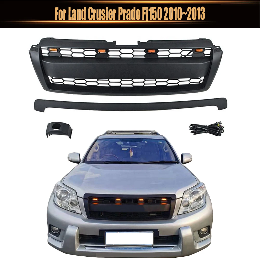 

For Land Crusier Prado Fj150 2010~2013 4x4 Off Road Auto Racing Grille Front Upper Grill Black Grille With Led Letter